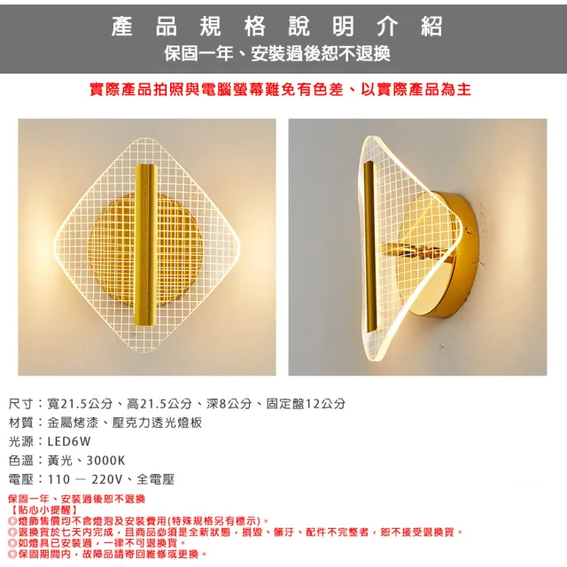 【Honey Comb】方格LED6W簡約現代創意壁燈(V2071)