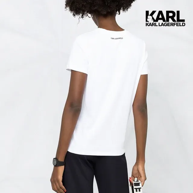 【KARL LAGERFELD 卡爾】3D小IKONIK T恤-白(簡約小卡爾設計/潮流白T恤/3D小Logo造型標)