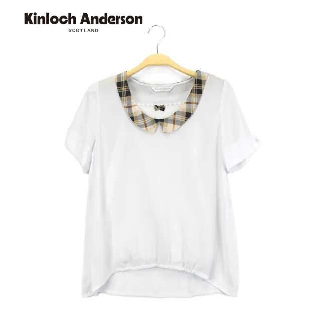 【Kinloch Anderson】兩件式上衣 領配格紋雪紡 2件式上衣 KA085101280F  金安德森女裝(白)