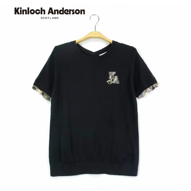 【Kinloch Anderson】KA圓領刺繡針織上衣 金安德森女裝(黑)