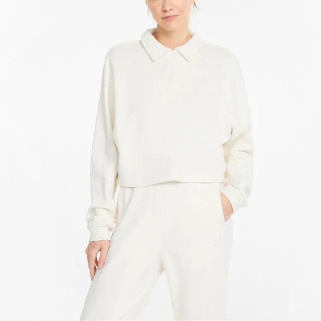 【PUMA】Polo衫 Infuse Polo Sweatshirts 女款  短版 寬鬆 米(53342465)