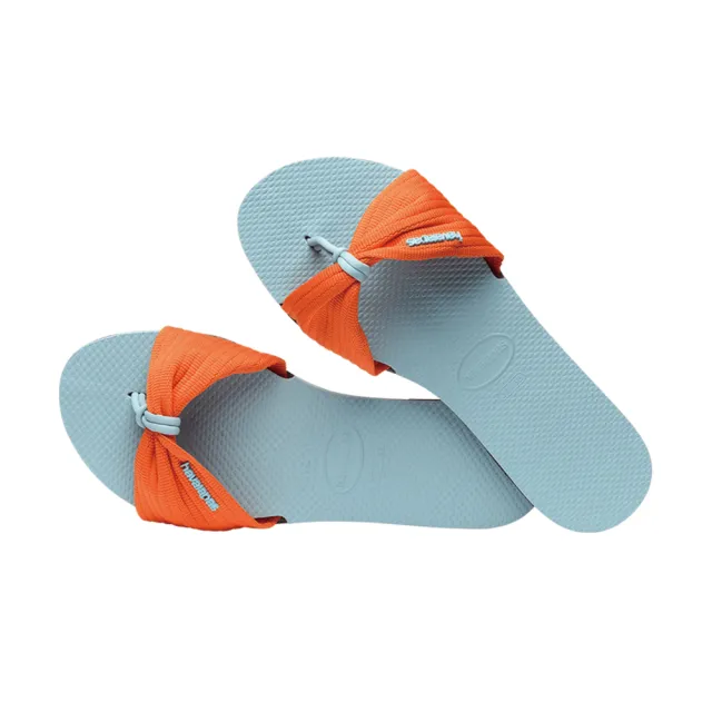 【havaianas 哈瓦仕】平底涼鞋 女鞋 拖鞋 巴西 You St Tropez Basic 藍橘 4146086-2404W(哈瓦士)