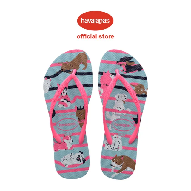 【havaianas 哈瓦仕】拖鞋 童鞋 兒童 夾腳拖 狗狗 巴西 Kids Slim Pets 藍色 4132567-2404K(哈瓦士)