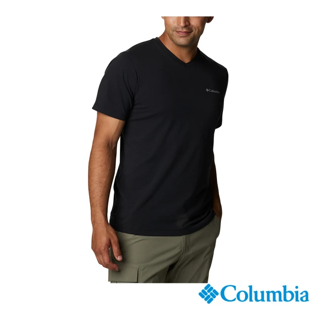 【Columbia 哥倫比亞 官方旗艦】男款-UPF50快排短袖上衣-黑色(UAE13530BK / 2022年春夏品)