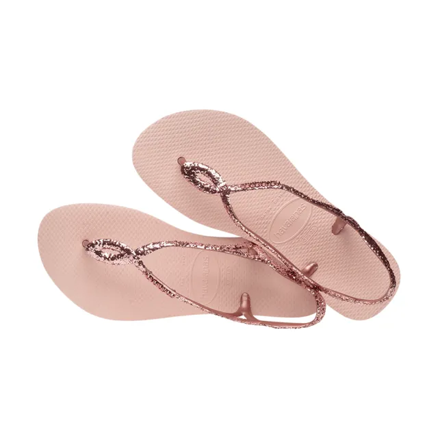 【havaianas 哈瓦仕】涼鞋 女鞋 夾腳拖 亮粉 巴西 Luna Premium II 玫瑰金 4147009-5977W(哈瓦士)