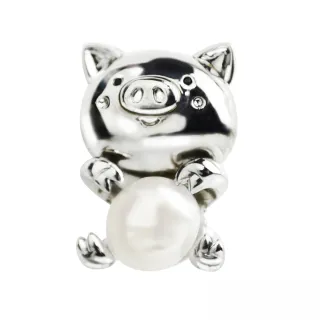 【大東山樑御珊瑚】天然珍珠9-10mm豬仔造型別針墜子兩用(12生肖系列)