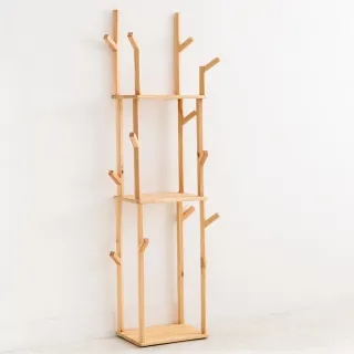 【優貝選】MIT手做日式無印風多功能實木置物架/掛衣架