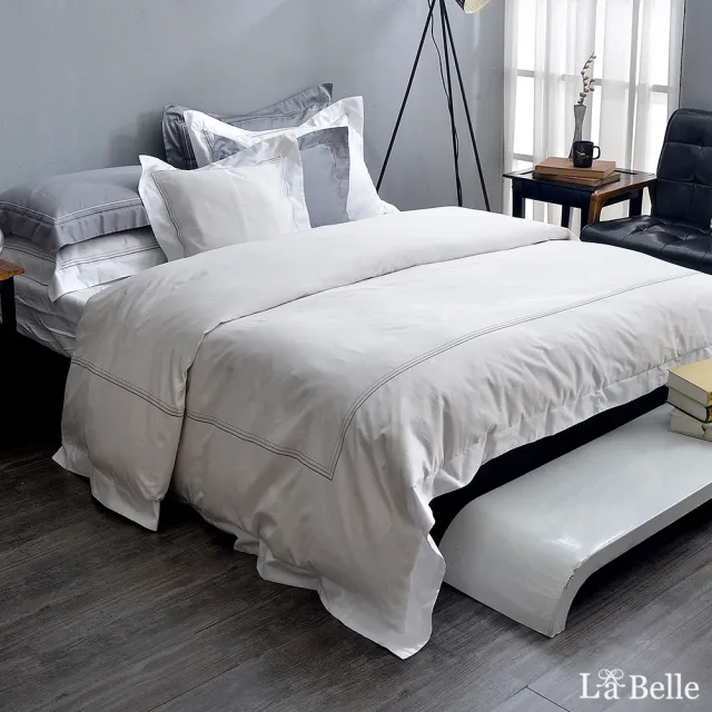 【La Belle】《典雅品味》加大長絨細棉刺繡四件式被套床包組(共四色可選)