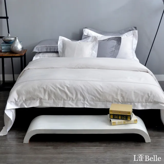 【La Belle】《典雅品味》雙人長絨細棉刺繡四件式被套床包組(共四色可選)