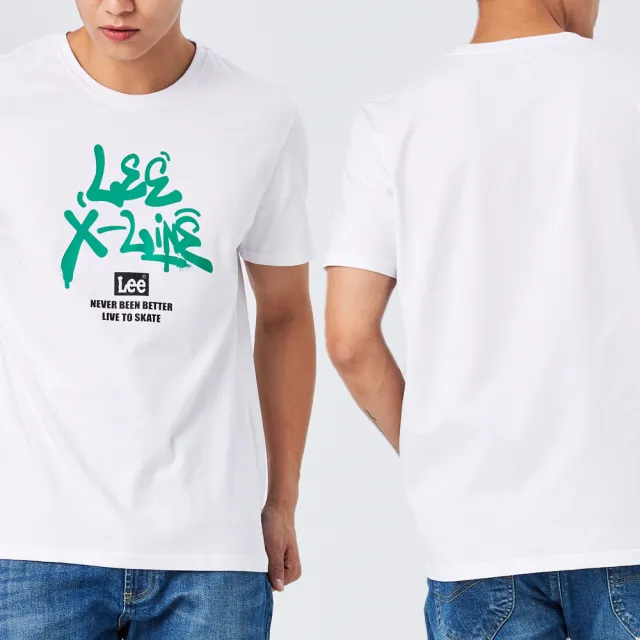 【Lee 官方旗艦】男裝 短袖T恤 / 系列草寫大LOGO 經典白 標準版型 / X-LINE 系列(LL220009K14)