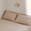 【翔仔居家】水洗長絨棉素色枕套床包3件組-可可咖(雙人)