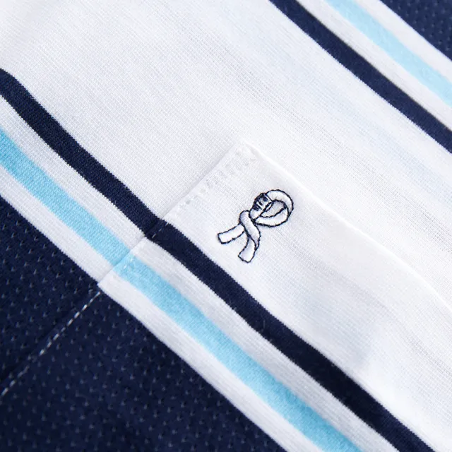 【ROBERTA 諾貝達】男裝 短袖POLO衫-藍色 條紋款(台灣製 乾爽舒適)