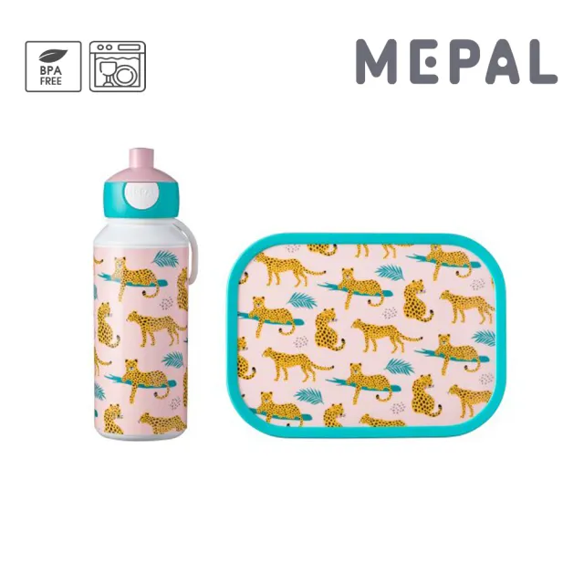 【MEPAL】兒童水壺餐盒組-原野花豹