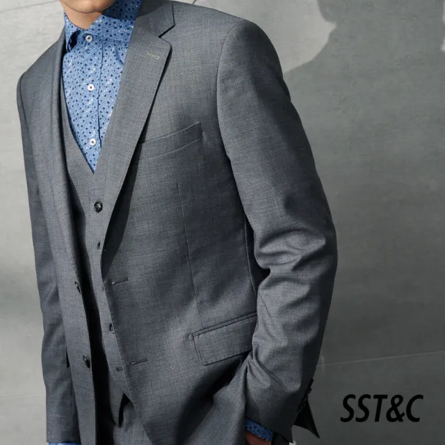 【SST&C 最後65折】淺灰裁縫西裝外套0112203002