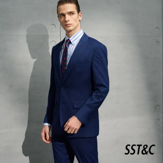 【SST&C 最後65折】海軍藍細條紋修身西裝外套0112203008