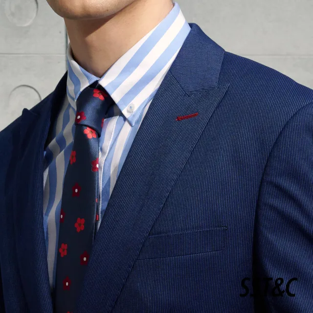 【SST&C 最後６５折】海軍藍細條紋修身西裝外套0112203008