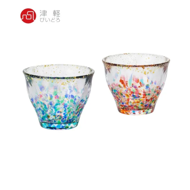 【ADERIA】日本津輕 2款 手作金彩花火湯吞杯 祭典湯吞杯 玻璃杯 85ml(玻璃杯 水杯 茶杯)