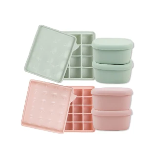 【韓國 SiliPot babyjoy】冰分樂多功能食物製冰盒2入+180ml冰溫嚐鮮盒2入(寶貝副食品冷凍保存)