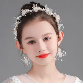 【UNICO】兒童 仙女公主風表演拍照花環頭飾+耳夾耳環組(髮飾/配件/聖誕)
