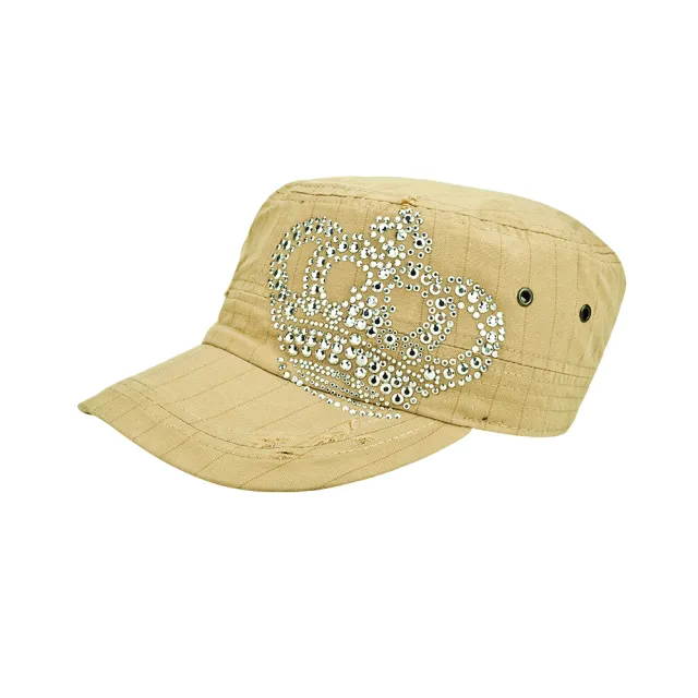 Juniper 朱尼博】抗UV皇冠燙鑽軍人帽/軍帽13SS-W062(帽子/軍人帽/軍帽