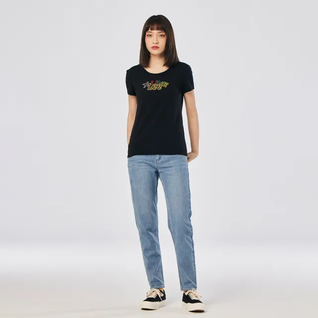 【Lee】出清品-女裝 短袖T恤 / 多彩框邊 氣質黑 標準版型 / X-LINE 系列(LL220026K11)
