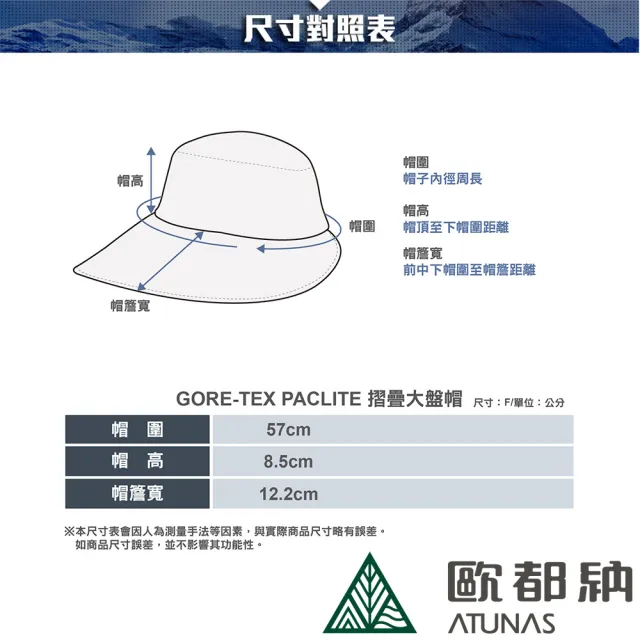 【ATUNAS 歐都納】GORE-TEX PACLITE防水透氣折疊大盤帽(A1AHDD03N深藍/戶外休閒/旅遊/登山健行/輕量好攜帶)