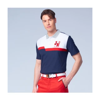 【Jack Nicklaus 金熊】GOLF男款雙配色吸濕排汗高爾夫球衫/POLO衫(藍色)