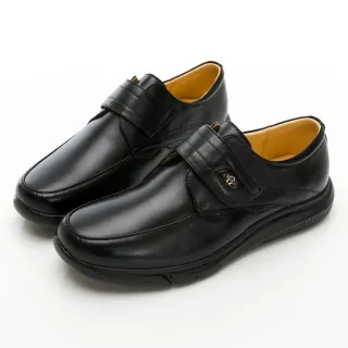 【GEORGE 喬治皮鞋】舒適系列 柔軟羊皮寬楦黏帶氣墊皮鞋 -黑 135020BR-10