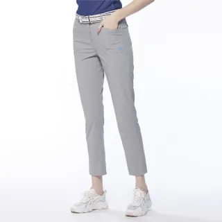 【Lynx Golf】女款吸濕排汗環保透氣易溶紗後袋格紋布窄管九分褲(灰色)