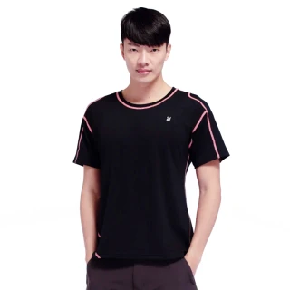 【遊遍天下】MIT台灣製男款涼感吸濕排汗抗UV防曬彈力機能圓領衫T恤 黑色(M-3L)