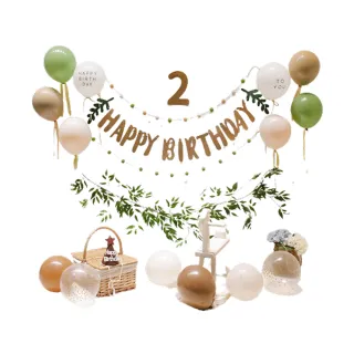 韓系森林寶貝週歲生日氣球組1組(派對 氣球 生日 布置 森林系 周歲)