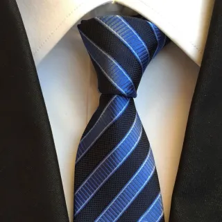 【THE GENTRY 紳】經典紳士商務休閒男性領帶-盒裝-送禮、禮物(藍色斜紋款)
