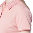 【Lynx Golf】女款吸濕排汗格紋領片門襟繡花設計短袖POLO衫(粉橘色)