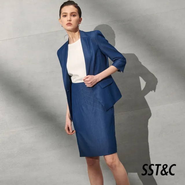 【SST&C 最後６５折】丹寧藍造型鉛筆西裝裙7462203004