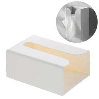 免釘壁掛式面紙盒 掛式衛生紙盒(白色)
