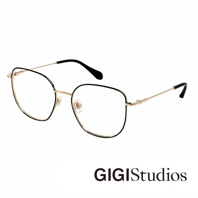 【GIGI Studios】完美精緻六邊形不銹鋼光學眼鏡(黑金 - LUZIA-64910/1)