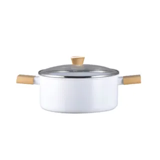 【COTD】美型白玉珍珠鍋具24CM陶瓷雙耳湯鍋+鍋蓋(湯鍋/雙耳/台灣出貨)