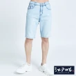 【EDWIN】男女裝江戶勝 雪花寬牛仔短褲(漂淺藍)