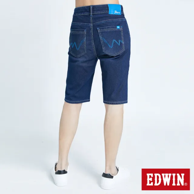 【EDWIN】男裝 大尺碼-JERSEYS迦績EJ3透氣牛仔短褲(石洗綠)