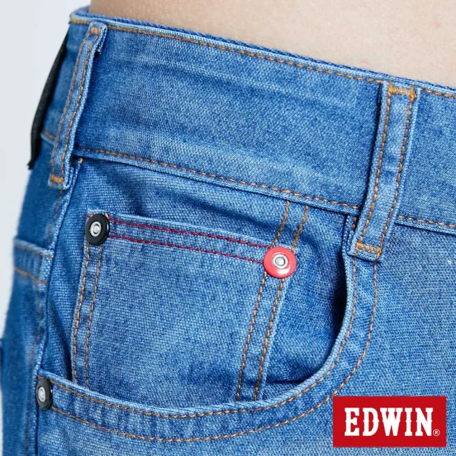 【EDWIN】男裝 JERSEYS迦績EJ7 透氣中腰錐型伸縮AB牛仔褲(石洗藍)