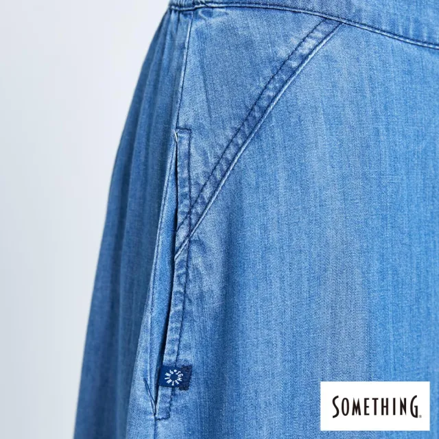 【SOMETHING】女裝 NEO FIT牛仔闊腿褲裙(拔洗藍)