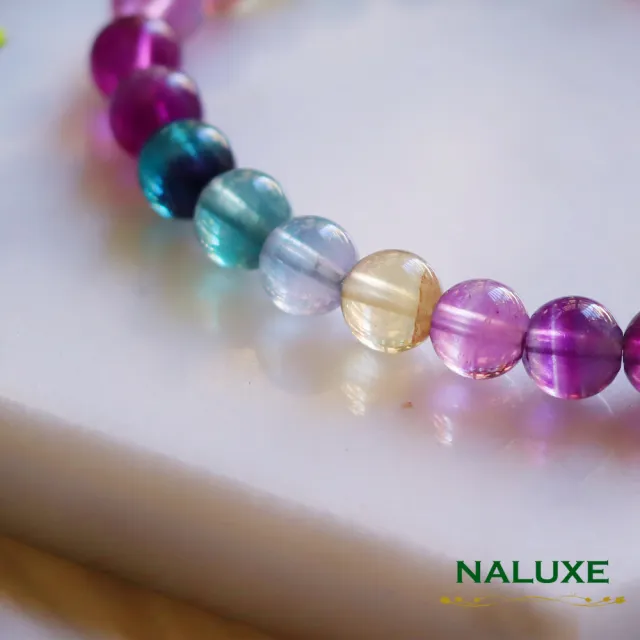 【Naluxe】高透彩虹螢石七彩仙子開運手鍊(智慧之石增加創意及分析能力)