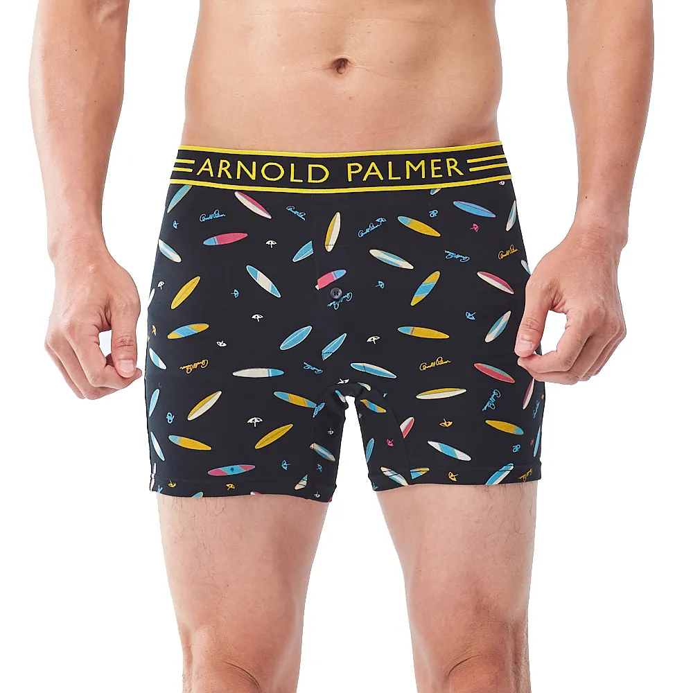【Arnold Palmer 雨傘】衝浪競速動能平口褲-黑(平口褲/男內/運動)