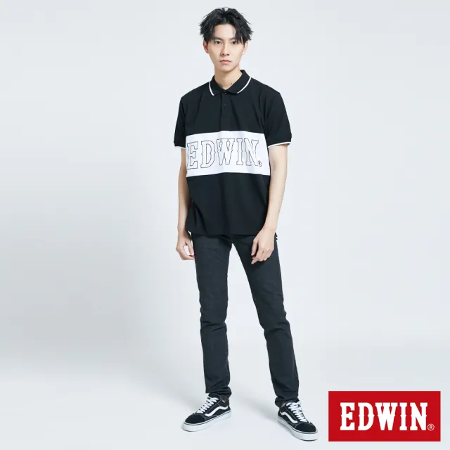 【EDWIN】男裝 503 EDGE LINE黑線窄管牛仔褲(黑色)