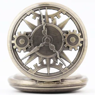 【時光旅人】神秘時光齒輪造型復古鏤空翻蓋懷錶/項鍊(附盒裝 生日 送禮 禮物)