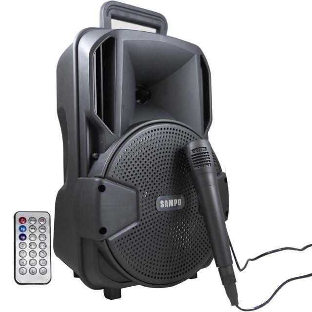 聲寶 SAMPO AK-Y2101UL 攜帶型卡拉OK喇叭，配備8吋全頻主喇叭，提供強勁音效與音量、高音、低音可調功能。支援藍芽5.0無線連線（有效距離約10公尺）、USB/TF卡讀取MP3/WMA/WAV格式，內建3.7V 3000mAh鋰電池，USB供電方便攜帶。尺寸25x21x37cm，重量僅1400g，黑色系設計，配件包含遙控器、micro電源線、有線麥克風及說明書。NCC認證CCAR21LP1570T5，BSMI許可R39879，保固1年，適閤家庭KTV或戶外娛樂使用。