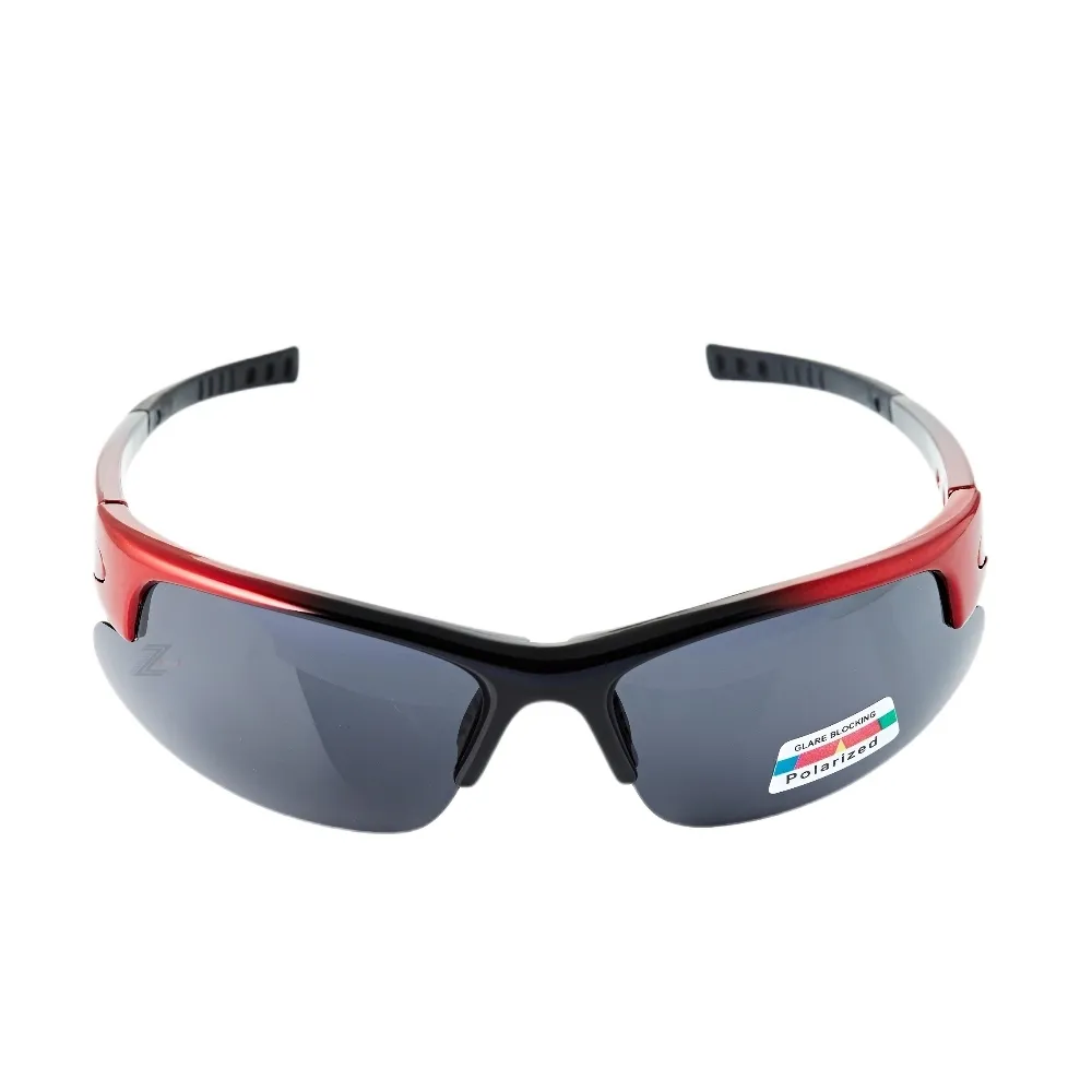 【Z-POLS】帥氣半框設計質感黑紅漸層 搭載Polarized偏光運動太陽眼鏡(抗UV400 可配度數設計)