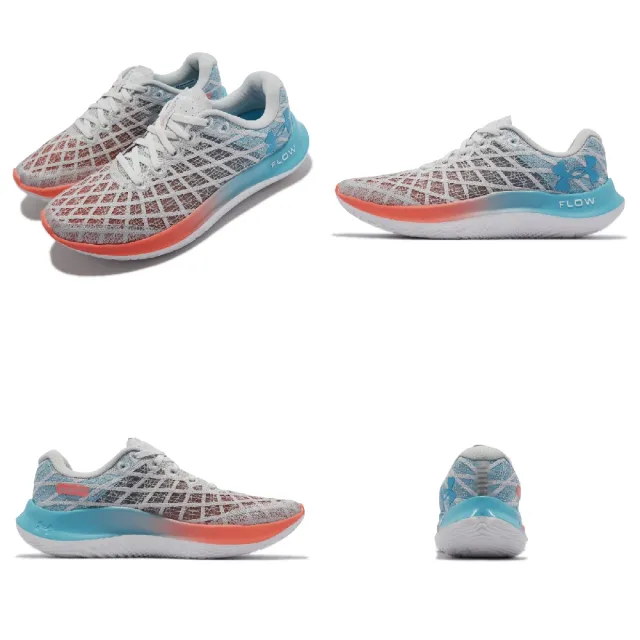 【UNDER ARMOUR】慢跑鞋 Flow Velociti Wind 2 女鞋 灰 藍 橘 漸層 編織鞋面 路跑 獨角獸(3024911103)