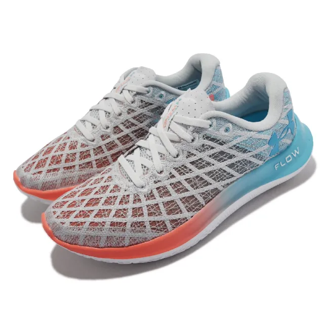 【UNDER ARMOUR】慢跑鞋 Flow Velociti Wind 2 女鞋 灰 藍 橘 漸層 編織鞋面 路跑 獨角獸(3024911103)