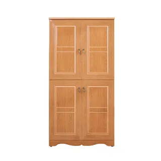 【南亞塑鋼】3尺四開門橫飾條線框造型高鞋櫃(木紋色)